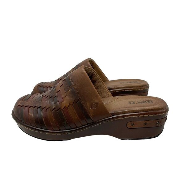 BORN Yucatan 10 / 42 Clog Slide Wedge Woven BrownLeather Comfort Shoes Womens - Picture 5 of 16